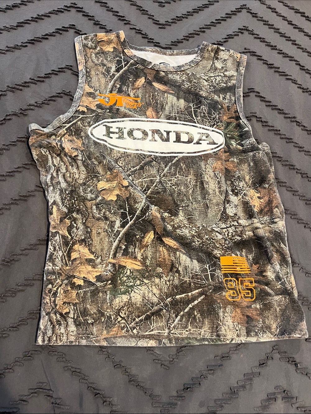 Honda Boys' Camo Tank Top with Orange Accent
